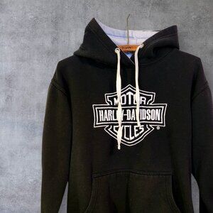 Vintage Y2K Harley Davidson Women's pullover Hoodie Sweatshirt  Black